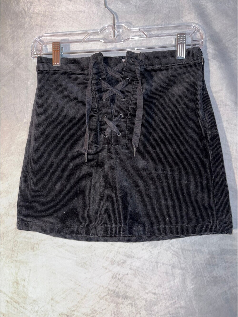 SO Black Corduroy Lace Up Mini Skirt Women's Size 0 24W
